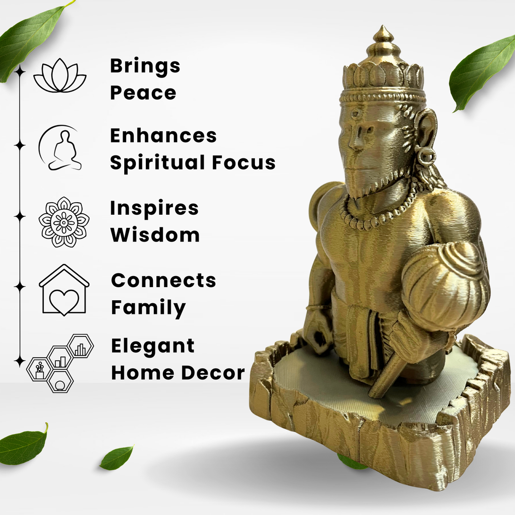 Antique Gold Hanuman Idol | Modern Spiritual Home & Desk Décor (17.5 cm)