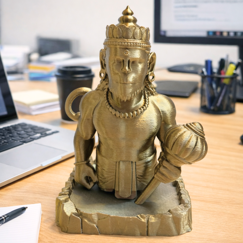 Antique Gold Hanuman Idol | Modern Spiritual Home & Desk Décor (17.5 cm)