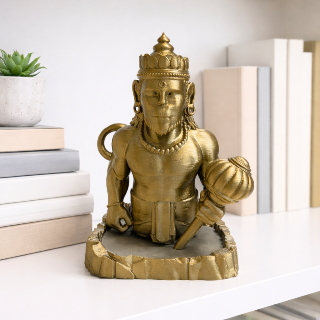 Antique Gold Hanuman Idol | Modern Spiritual Home & Desk Décor (17.5 cm)