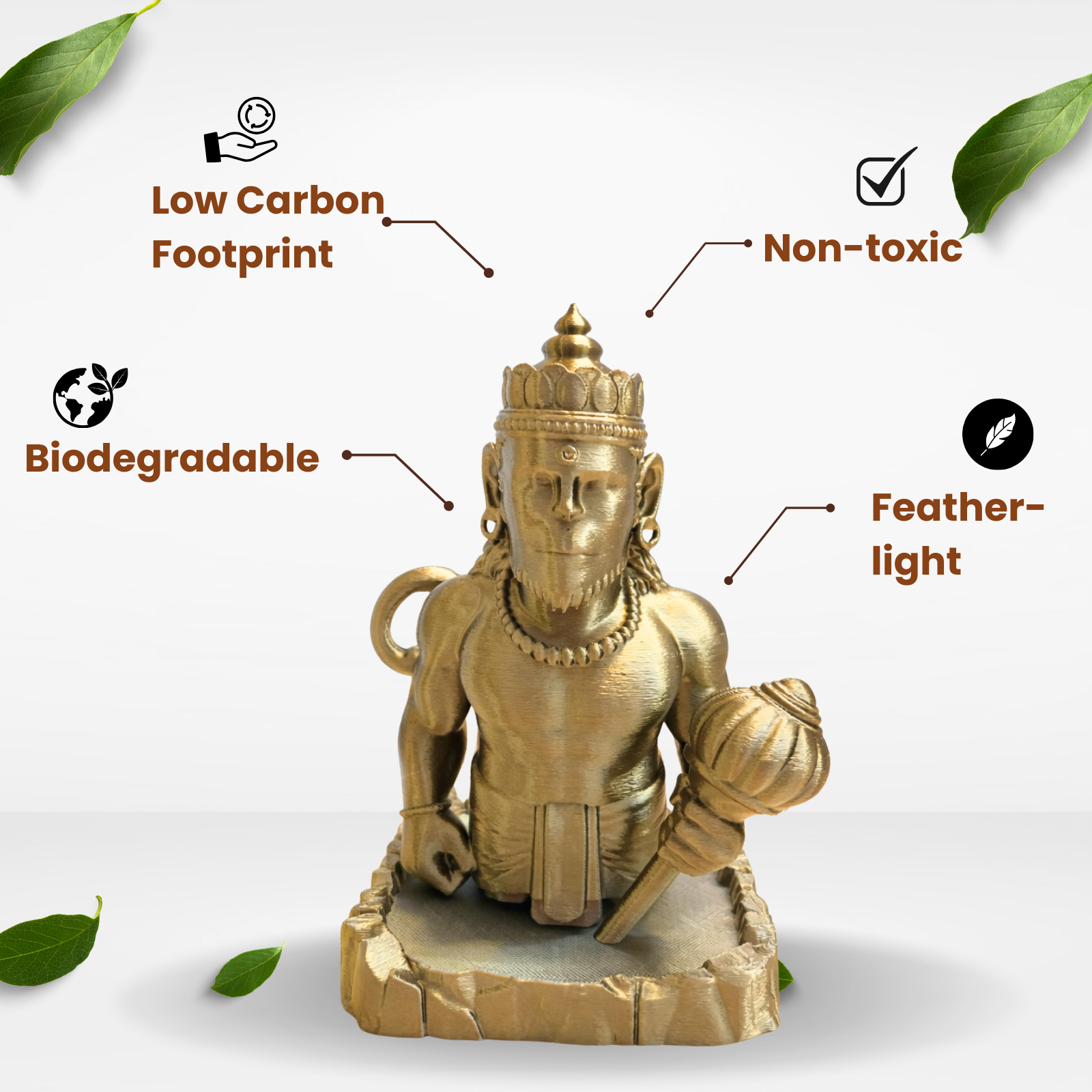 Antique Gold Hanuman Idol | Modern Spiritual Home & Desk Décor (17.5 cm)