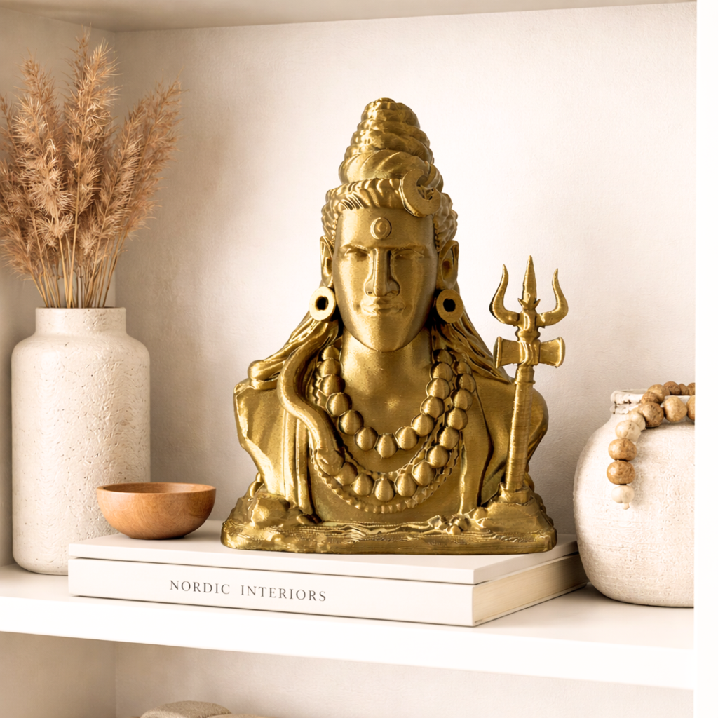 Antique Gold Lord Shiva with Trishul | Spiritual Home & Meditation Décor Idol (18 cm)