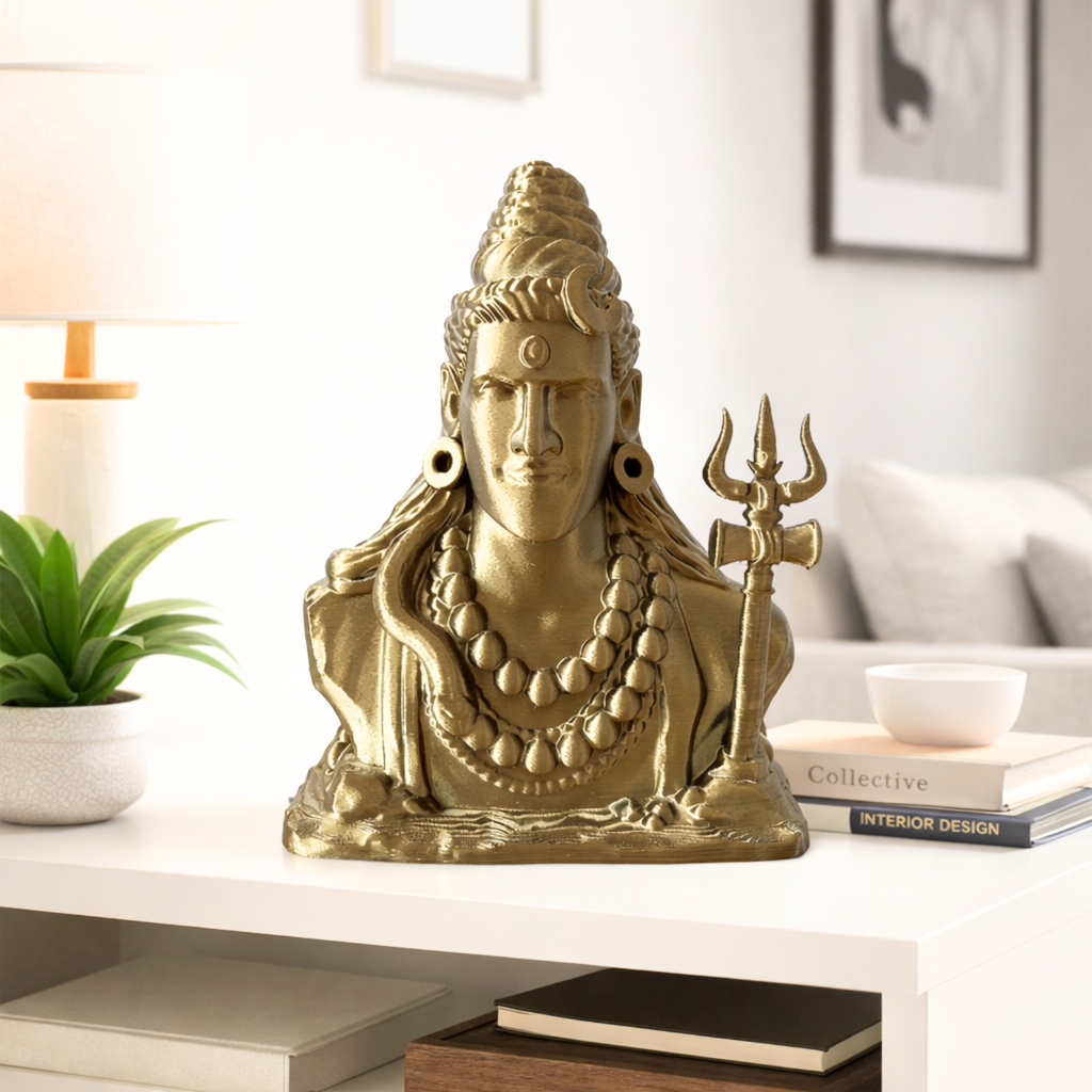 Antique Gold Lord Shiva with Trishul | Spiritual Home & Meditation Décor Idol (18 cm)