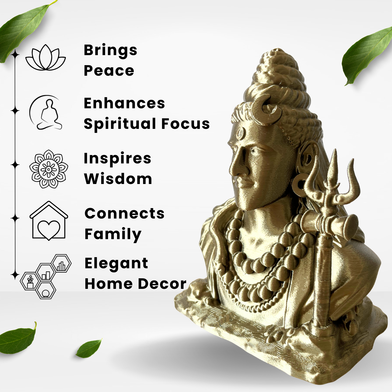 Antique Gold Lord Shiva with Trishul | Spiritual Home & Meditation Décor Idol (18 cm)