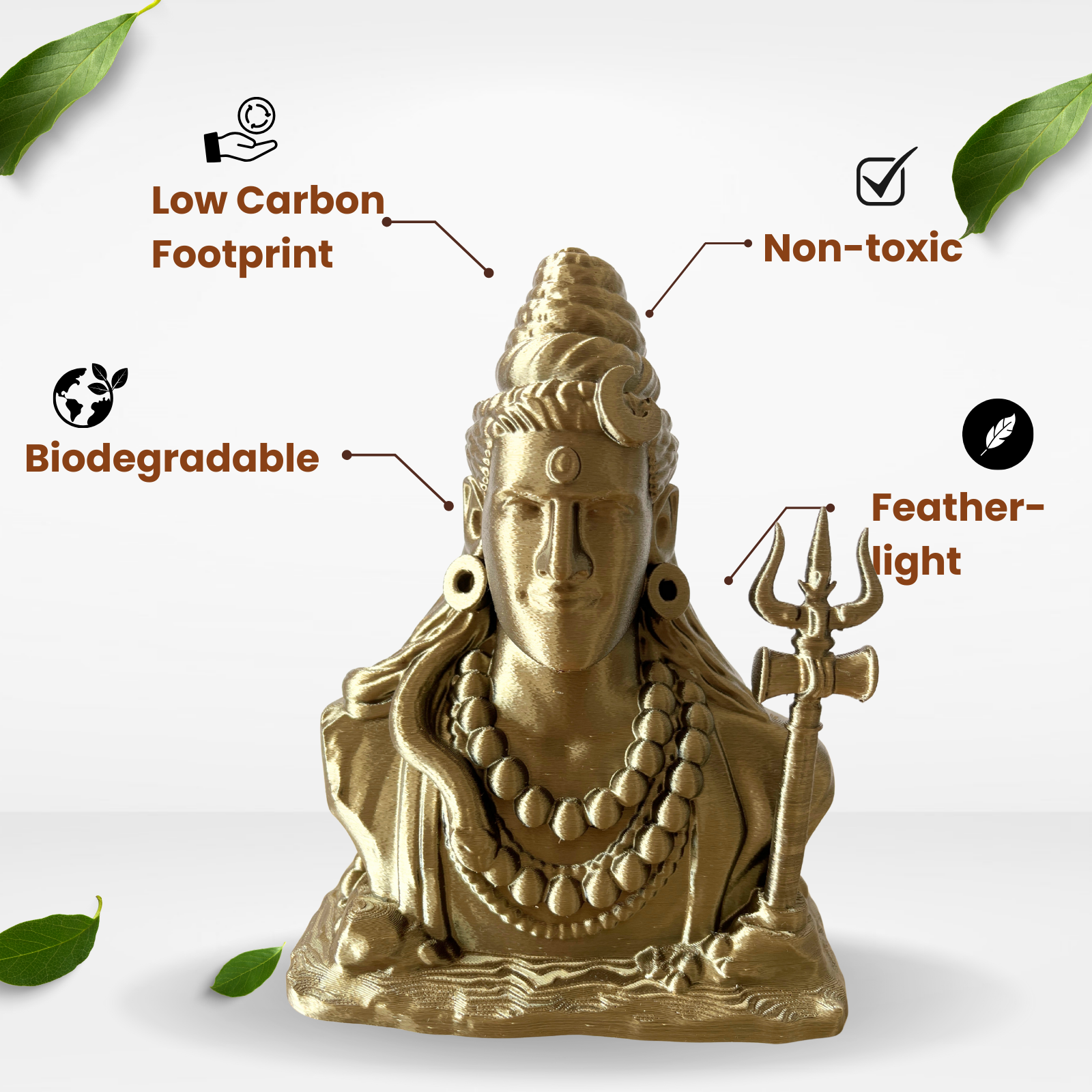 Antique Gold Lord Shiva with Trishul | Spiritual Home & Meditation Décor Idol (18 cm)