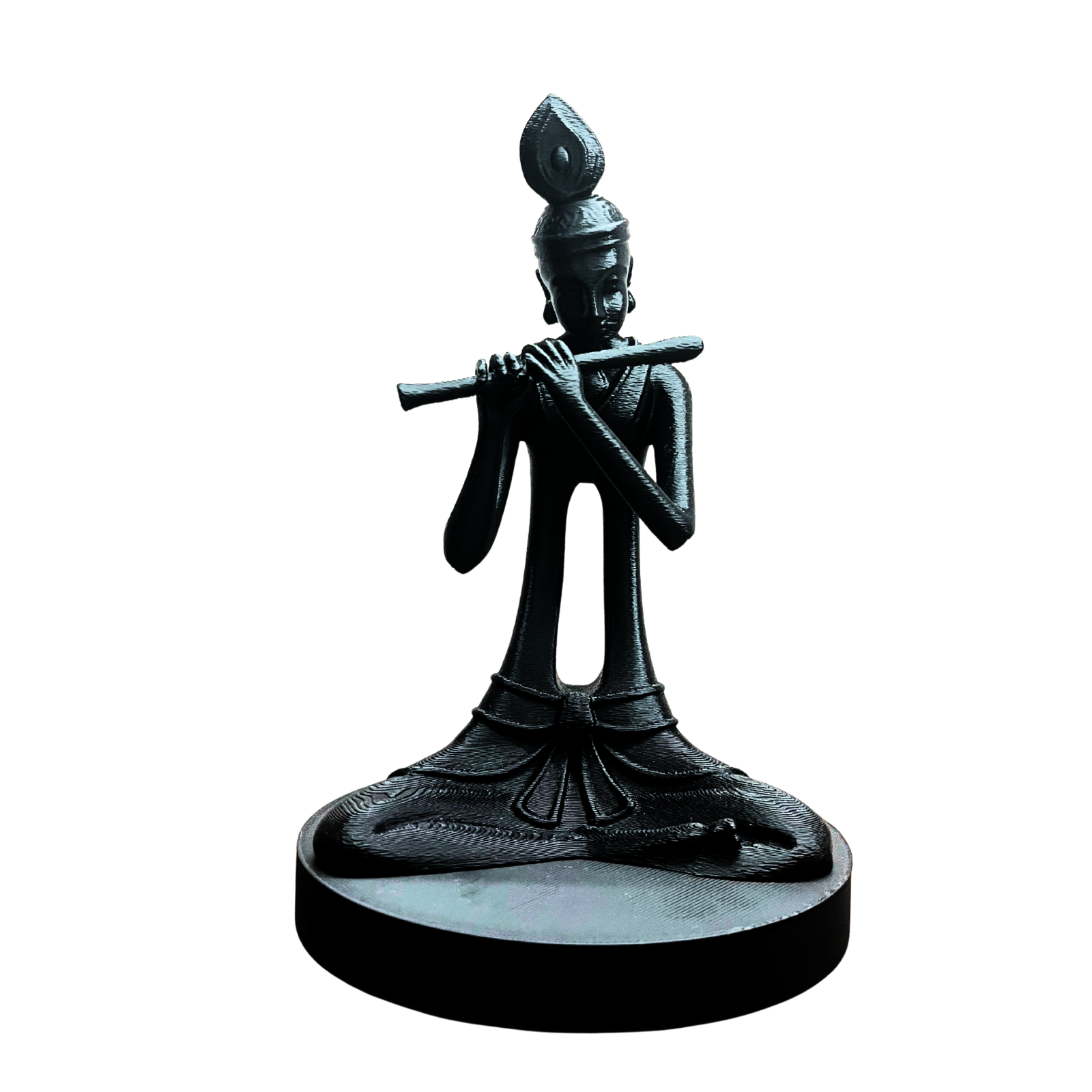 Modern Lord Krishna Flute Idol | Minimal Stone-Black Home & Meditation Décor (16 cm)