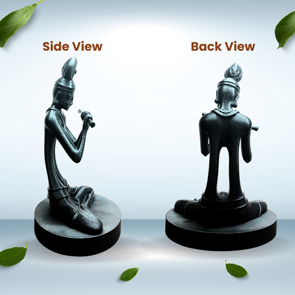 Modern Lord Krishna Flute Idol | Minimal Stone-Black Home & Meditation Décor (16 cm)