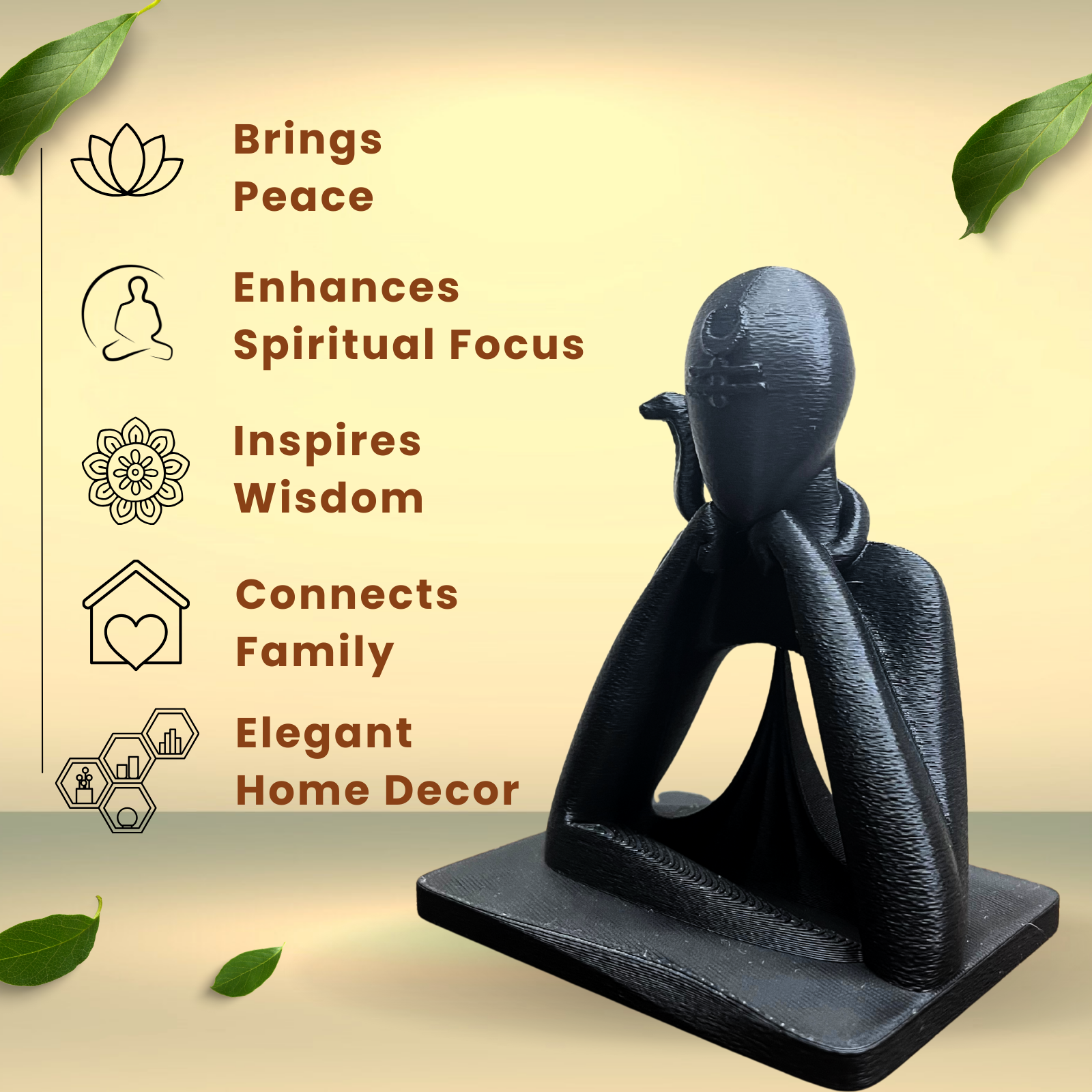 Minimal Modern Lord Shiva Idol | Stone Black Meditation & Home Décor (12 cm)