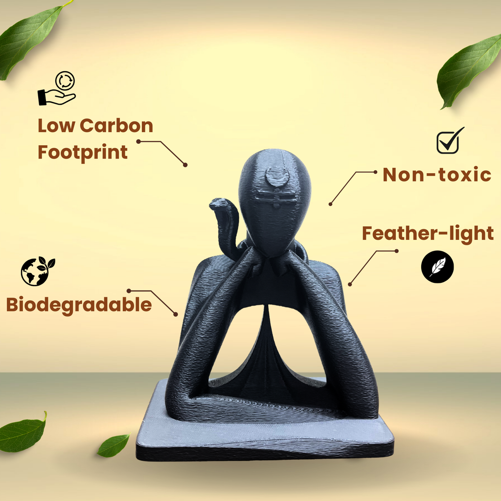 Minimal Modern Lord Shiva Idol | Stone Black Meditation & Home Décor (12 cm)