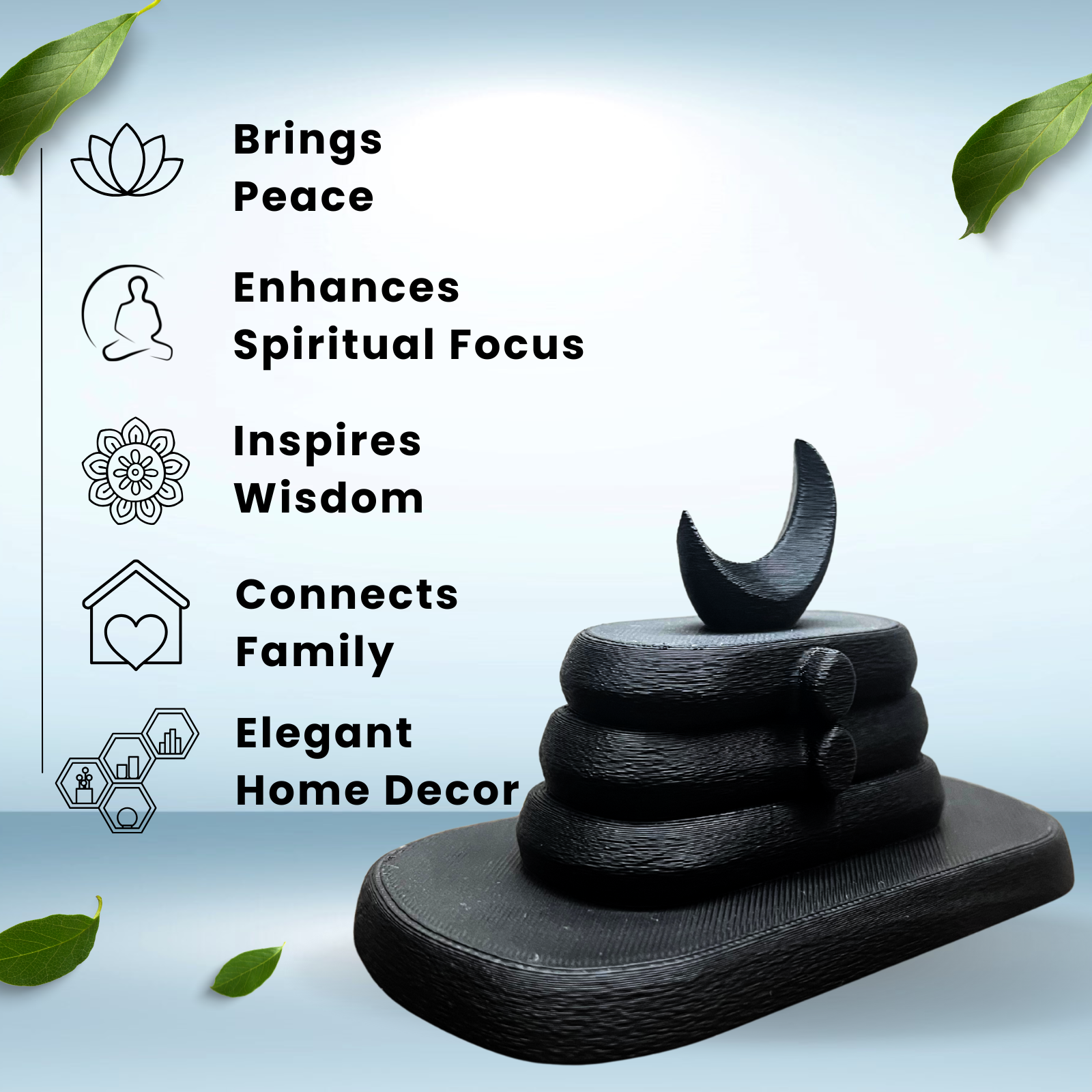 Minimal Lord Shiva Shivling Idol | Stone Black Meditation & Home Décor (7.5 cm)
