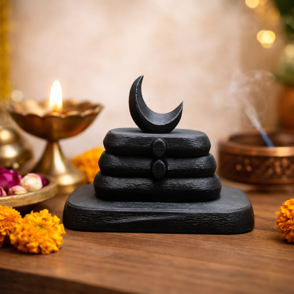 Minimal Lord Shiva Shivling Idol | Stone Black Meditation & Home Décor (7.5 cm)