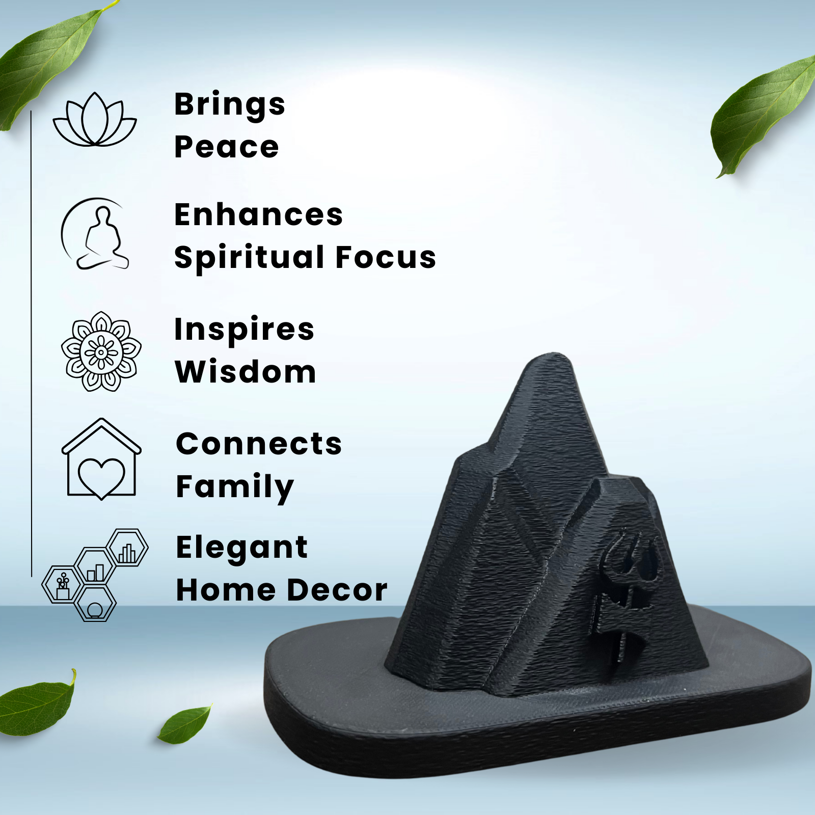 Kailash Parvat Shiv Murti | Minimal Stone Black Home & Meditation Décor (7.5 cm)