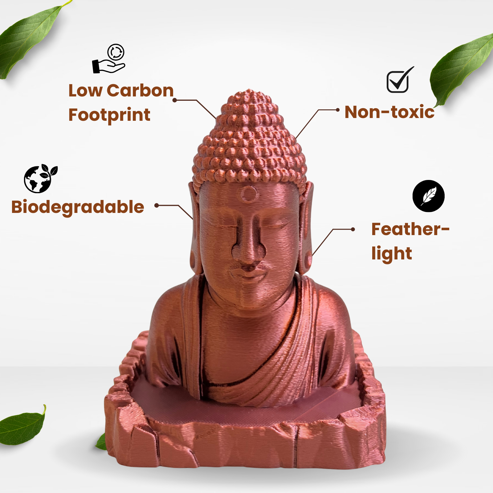 Metallic Copper Buddha Table Top | Modern Meditation & Home Décor Statue (13 cm)
