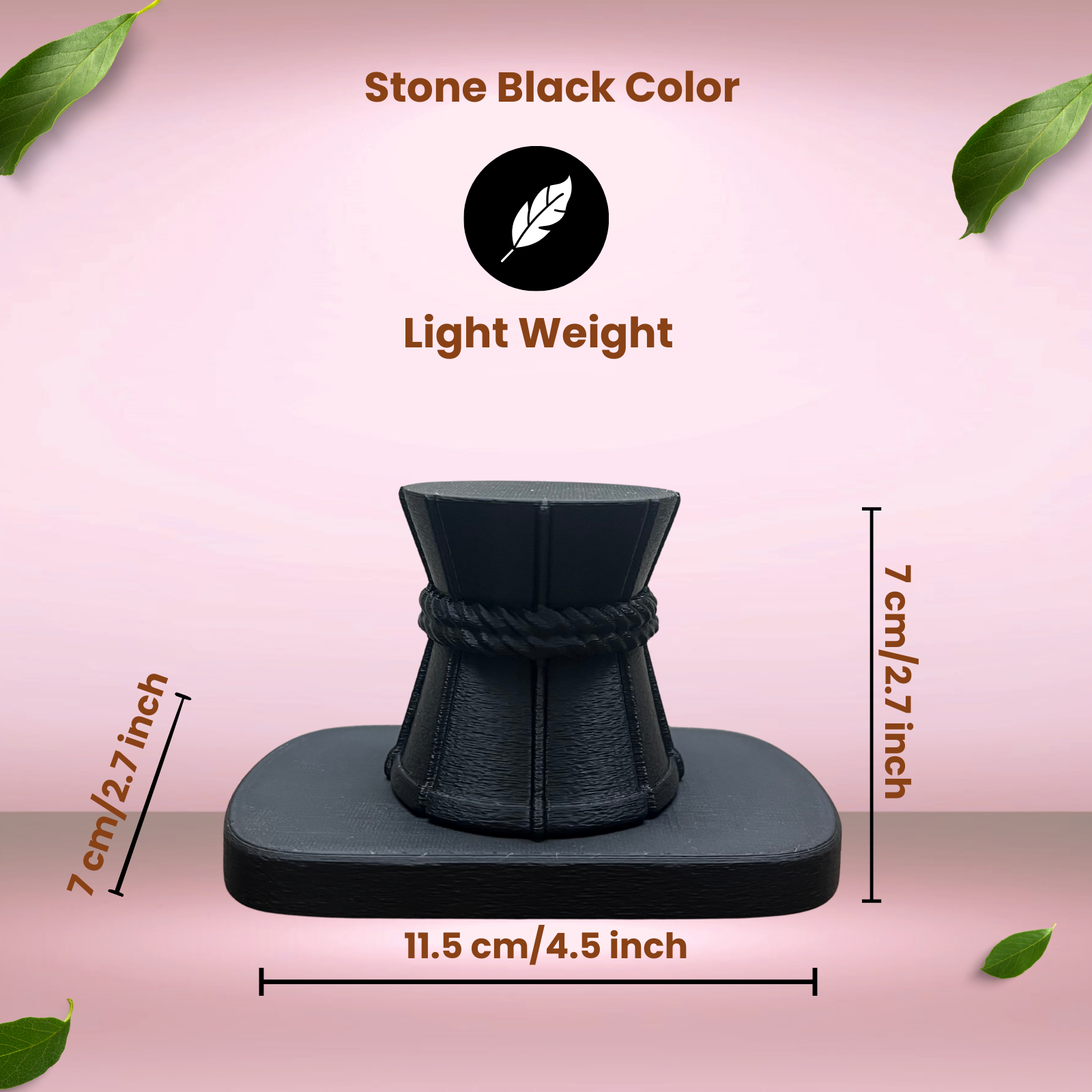 Minimal Lord Shiva Damru Idol | Stone Black Spiritual Home & Meditation Décor (7 cm)