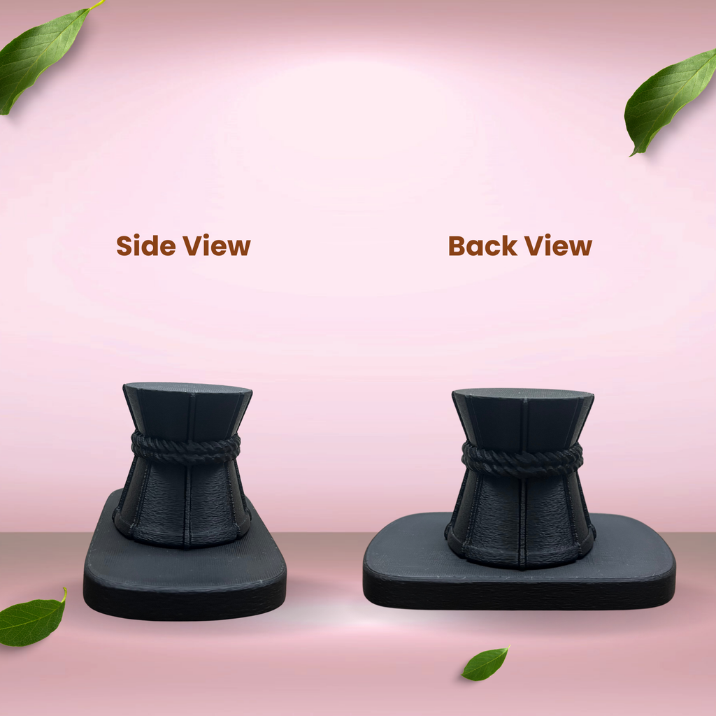 Minimal Lord Shiva Damru Idol | Stone Black Spiritual Home & Meditation Décor (7 cm)