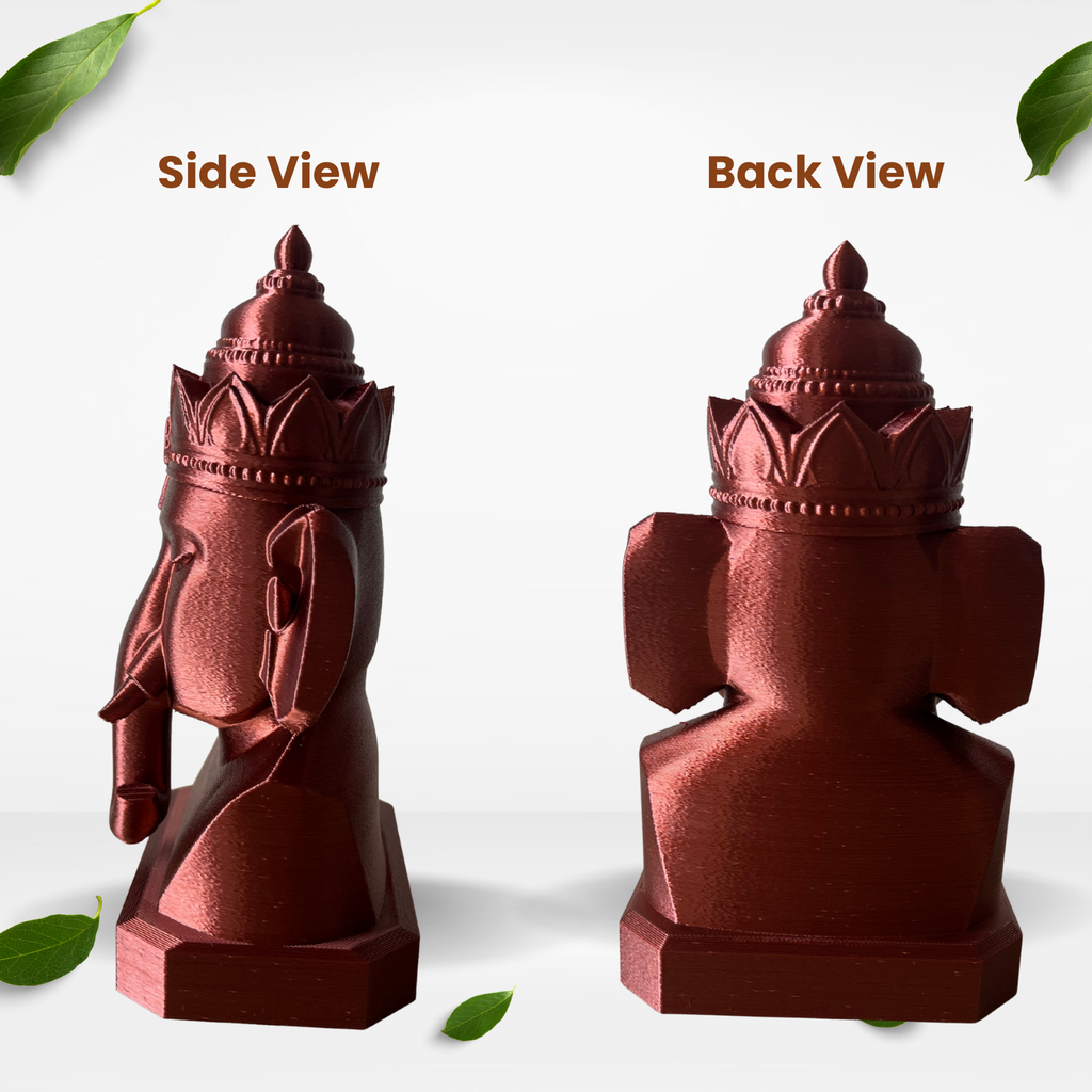 Lord Ganesha Bust – Metallic Red Finish | Modern Spiritual Home Décor (17.5 cm)