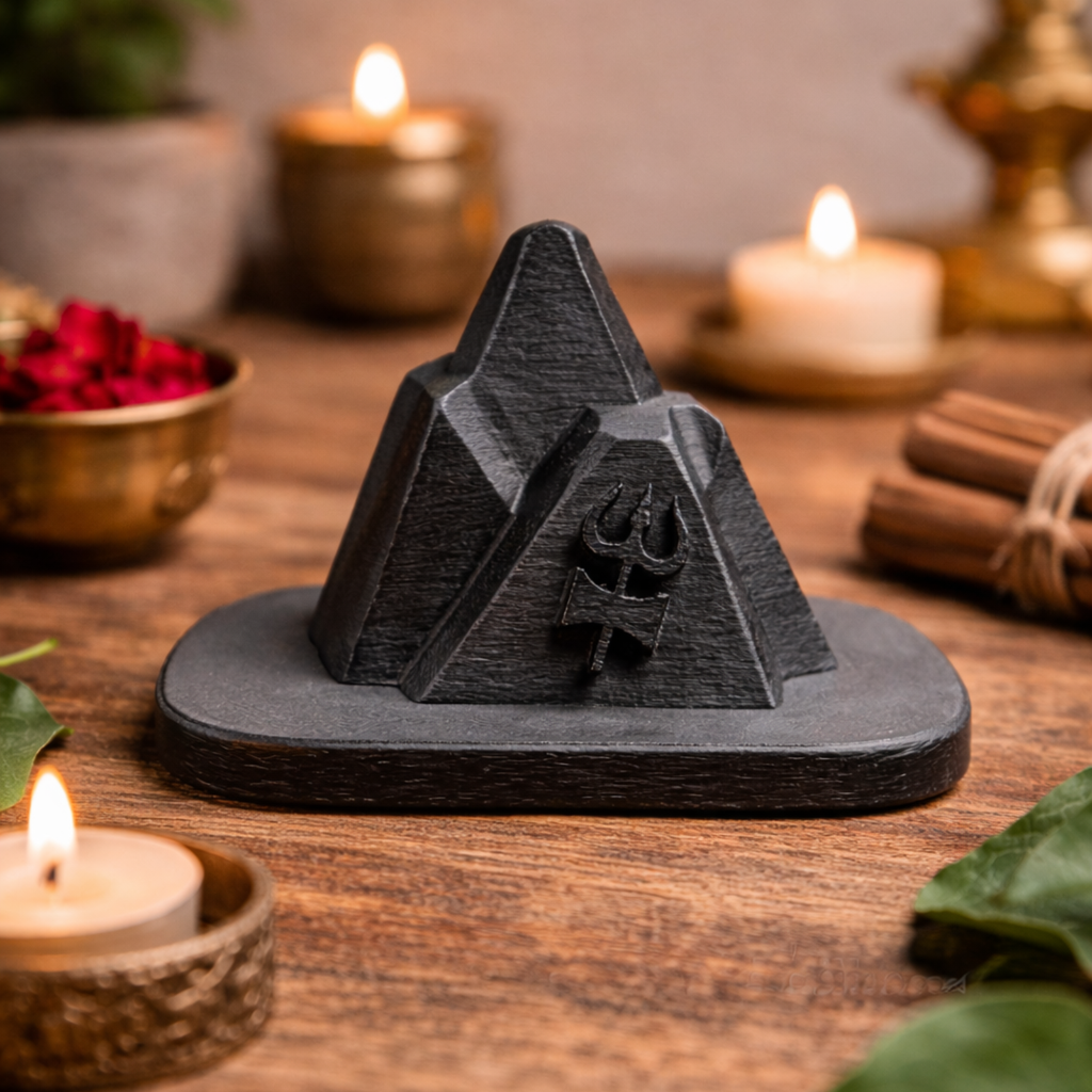 Kailash Parvat Shiv Murti | Minimal Stone Black Home & Meditation Décor (7.5 cm)