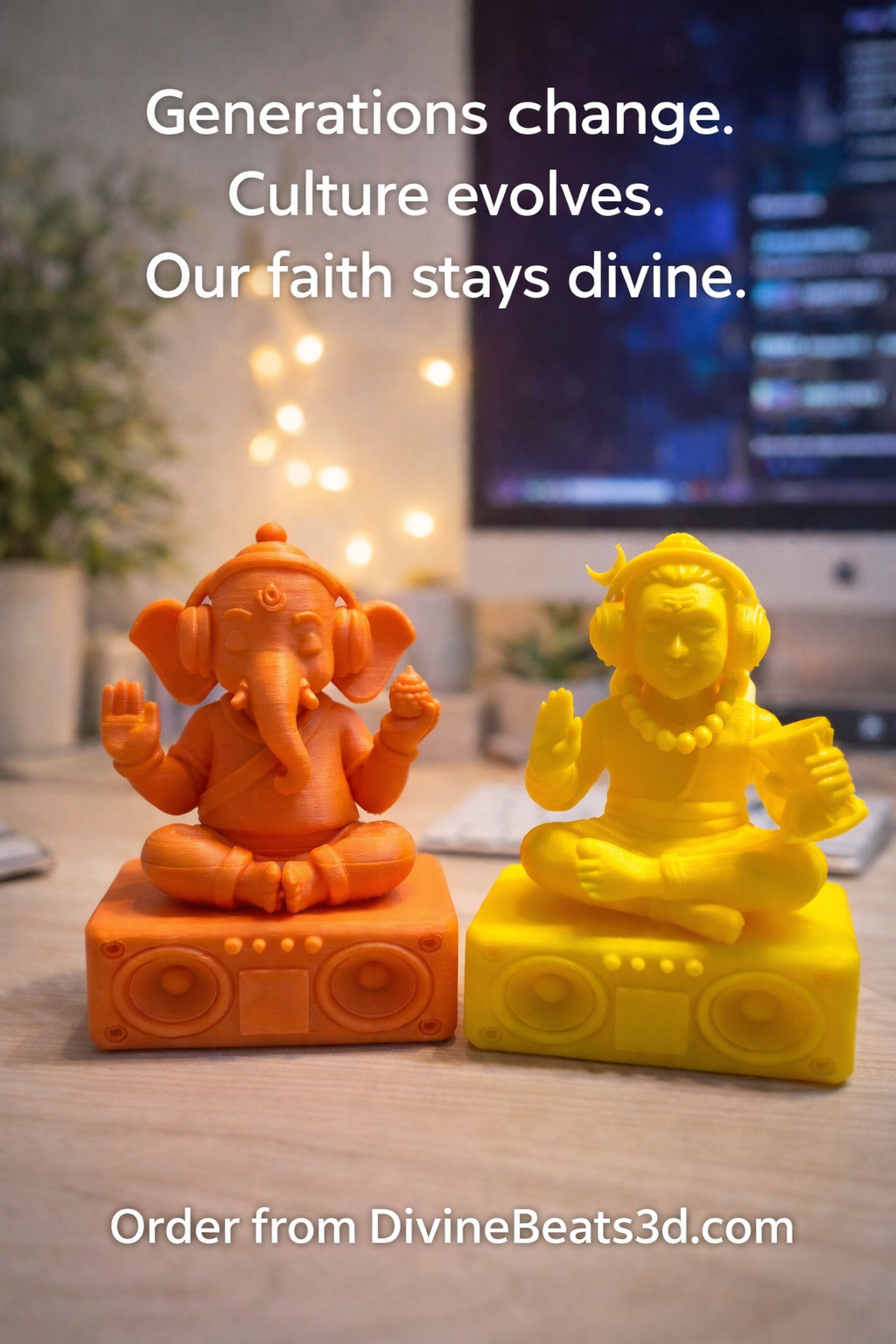 Shiva & Ganesha Divine Desk Companion Combo – Modern 3D Printed Spiritual Décor Set