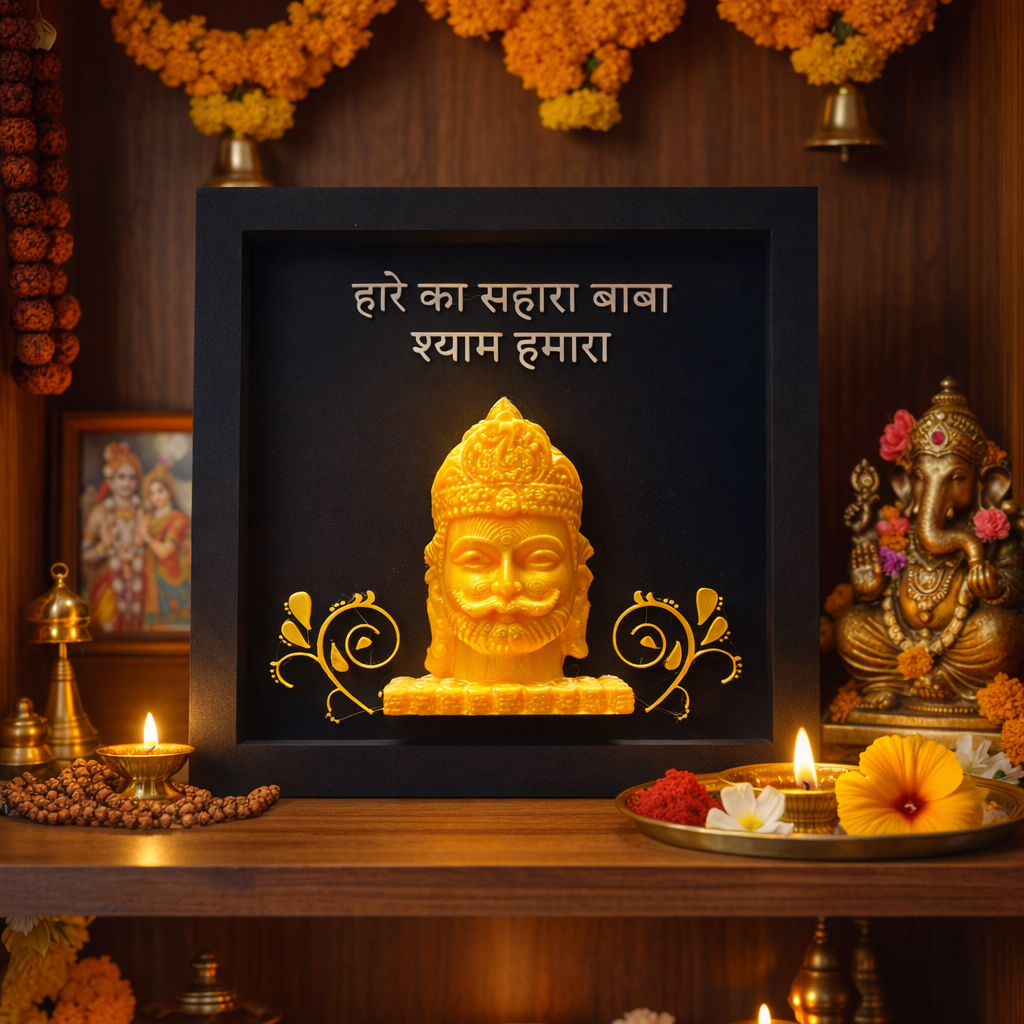 Khatu Shyam Baba 3D Printed Divine Wall Art Frame