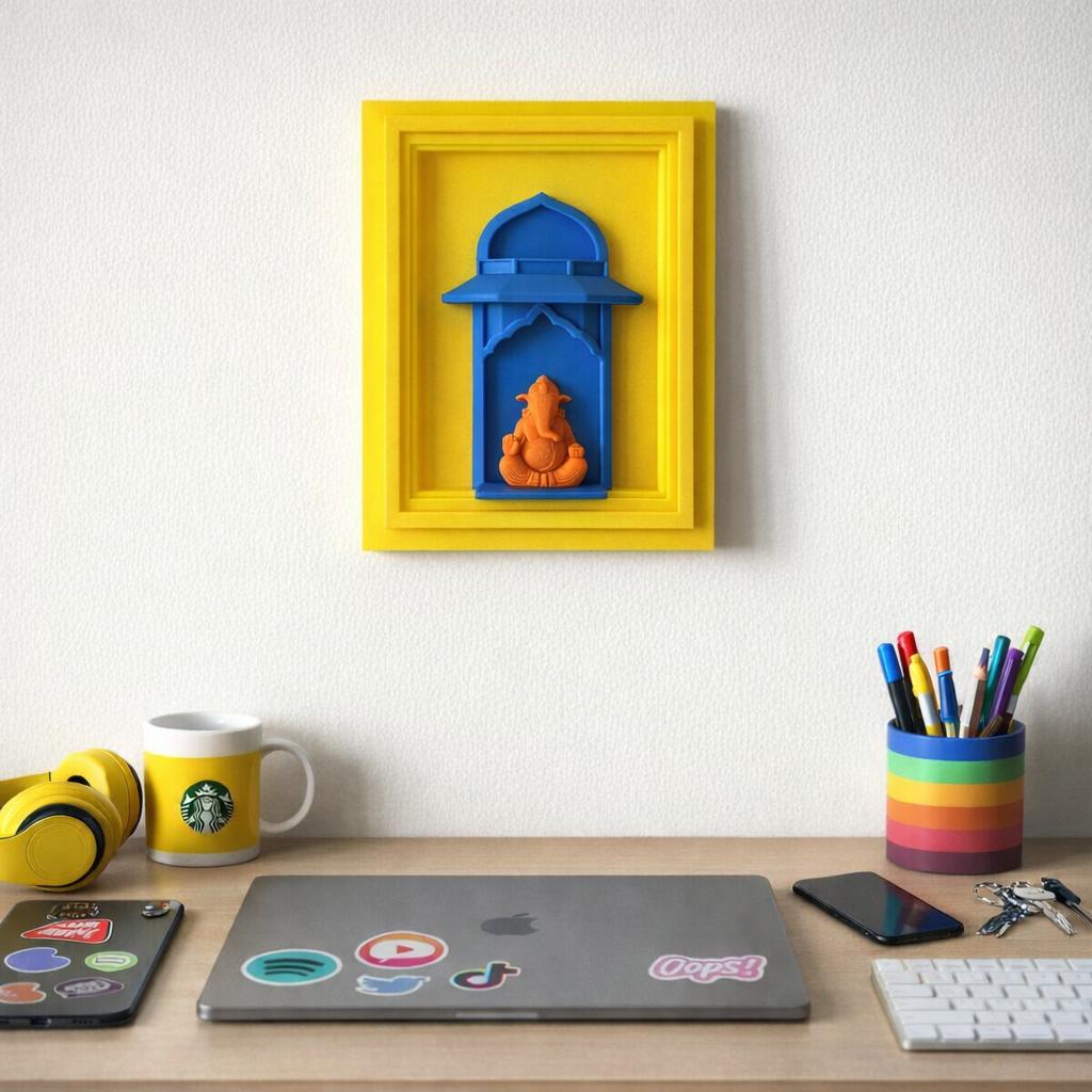 Lord Ganesha – 3D Printed Pop-Colour Framed Wall Art