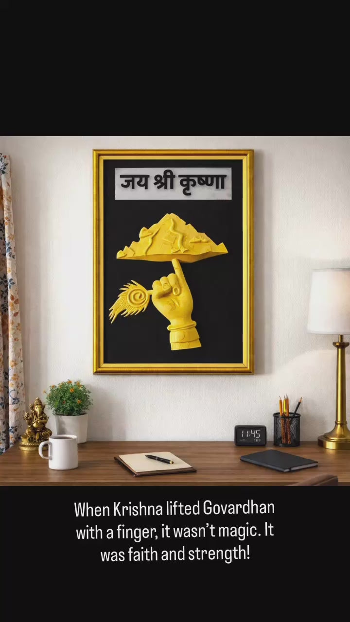 Shri Krishna Govardhan Leela – 3D Printed Divine Wall Art Frame